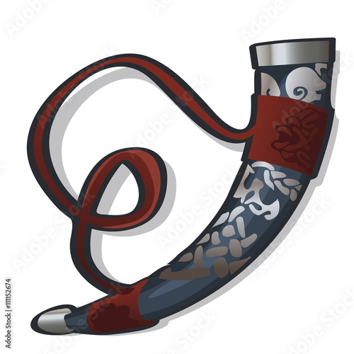 Traditional hunting horn in ethnic style