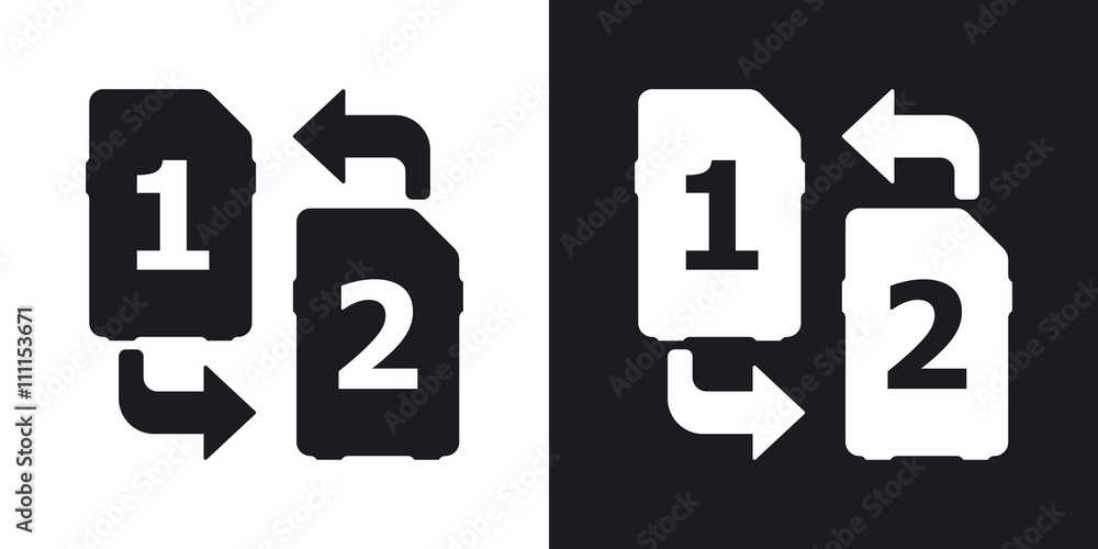 Change SIM cards icon, stock vector. Two-tone version on black a Change SIM cards icon, stock vector. Two-tone version on black a