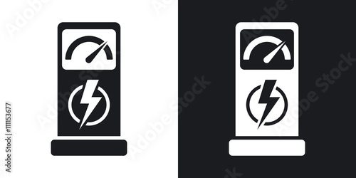 Charging station for electric car, vector icon. Two-tone version