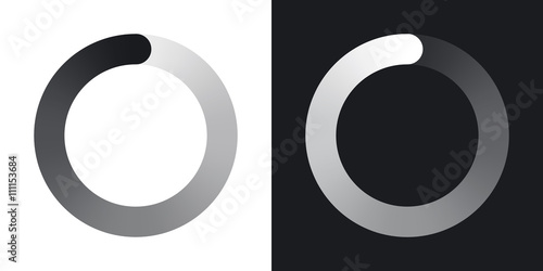 Circular loading icon, vector. Two-tone version on black and whi