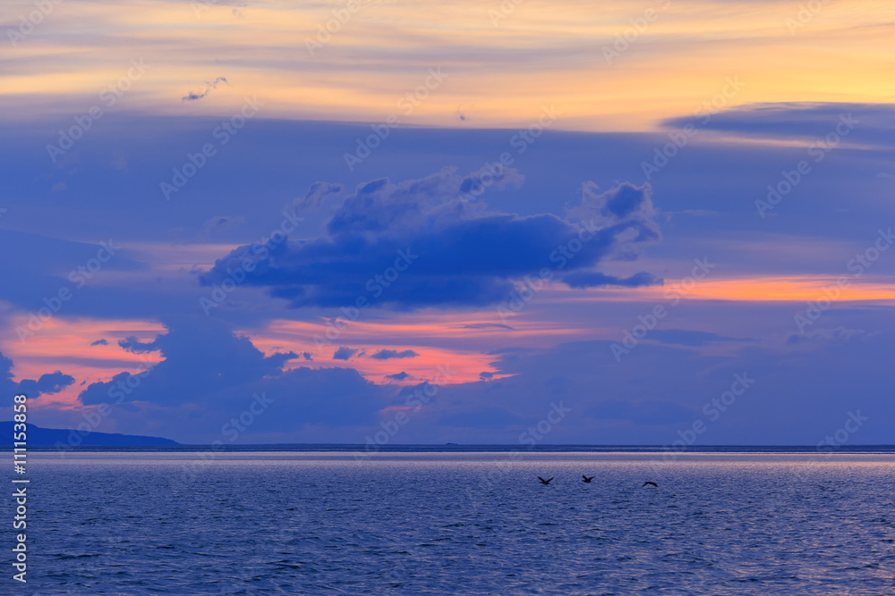 cloud sunrise on the lake Baikal