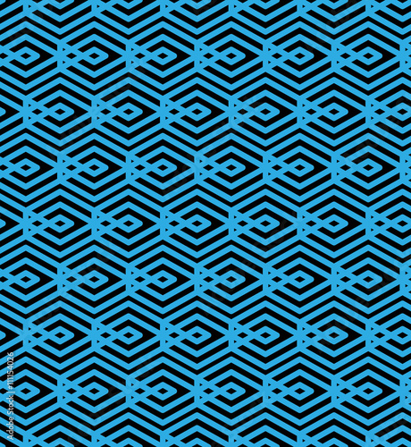 Blue abstract seamless pattern with interweave lines. Vector