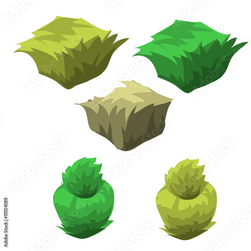 Five icons of the flower beds with grass
