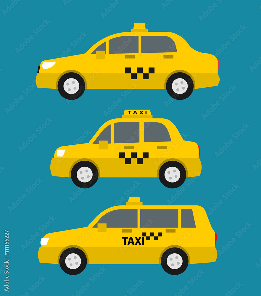 taxi cars different model in flat style side view