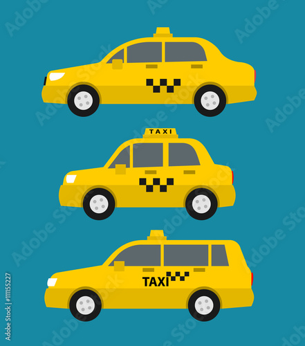 taxi cars different model in flat style side view