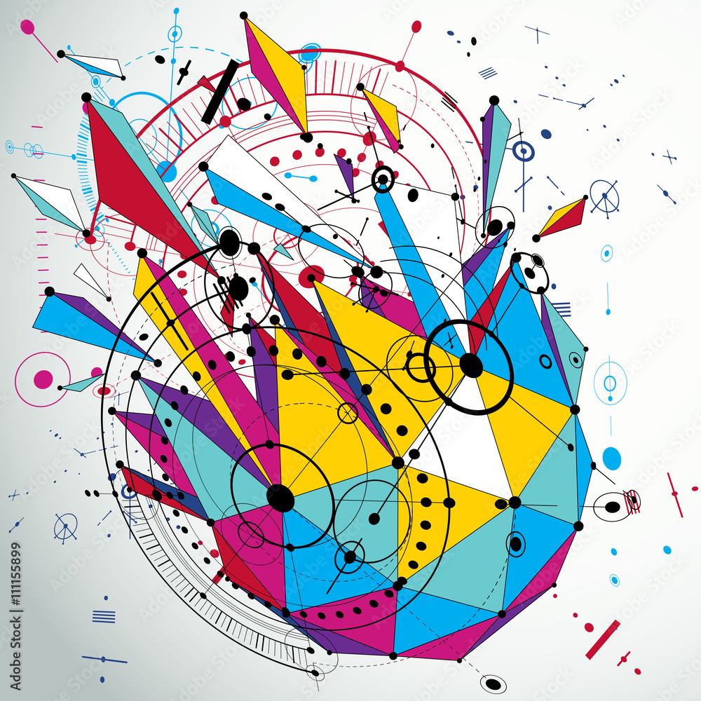 Obraz premium Technical abstraction created in low poly style. Engineering draft