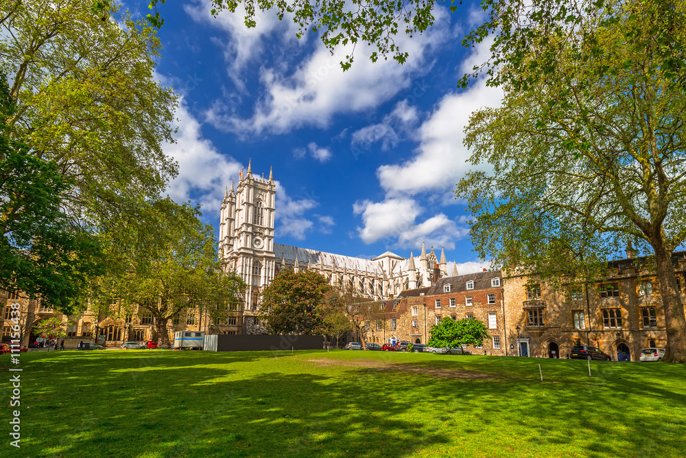 Architecture of Westminster Abbey in London, UK