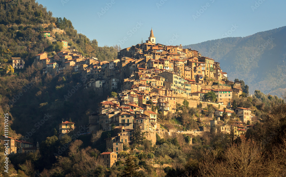 Apricale, one of the most beautiful medieval hill top villages, Liguria,Italy