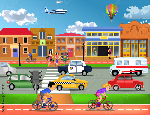 busy traffic in town