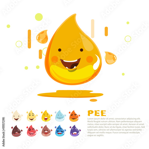 pee character and colour level. infographic - vector
