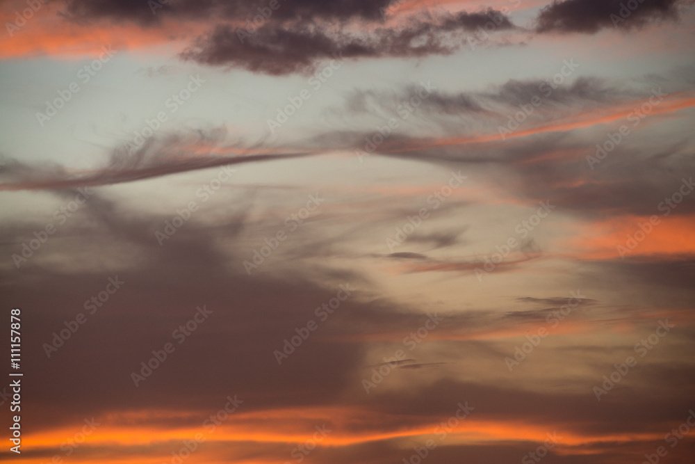 Natural background of  colorful red sky during  sunset time