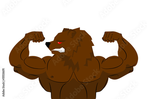 Aggressive strong Bear Bear athlete. Angry animal fitness. Wild