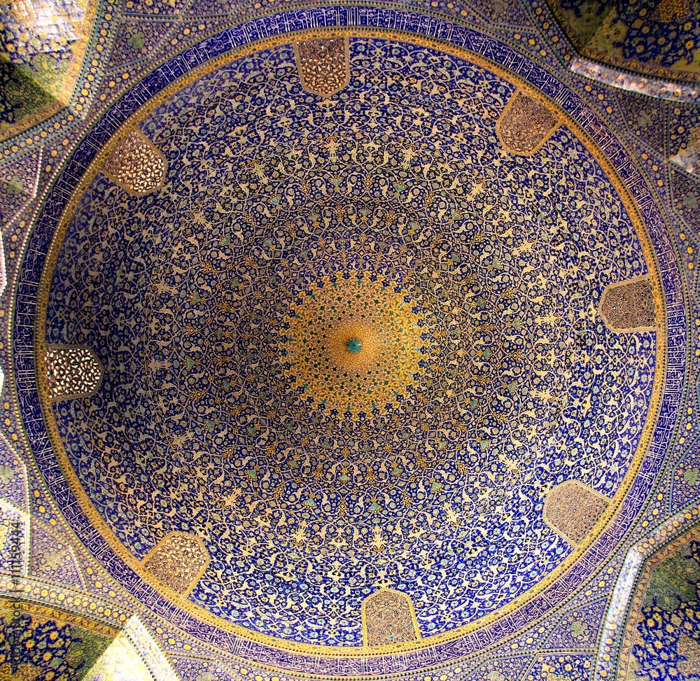 détails décoratifs des mosquées d'Ispahan, Iran