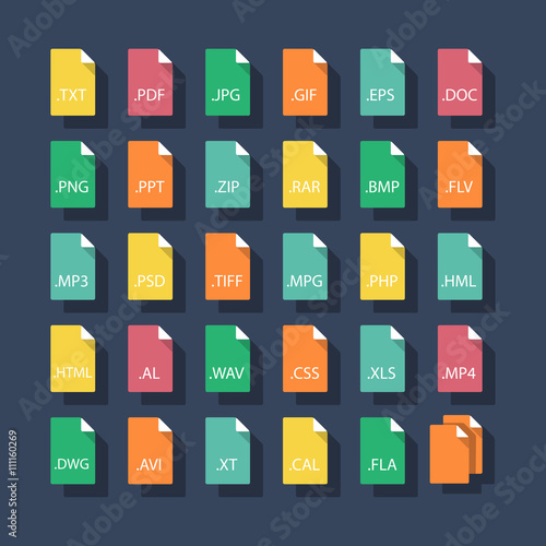 Flat file format icons.