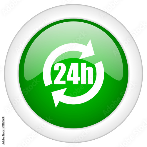 green glossy vector 24h web icon