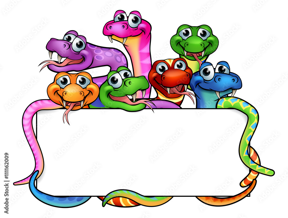Naklejka premium Cartoon Snakes Sign