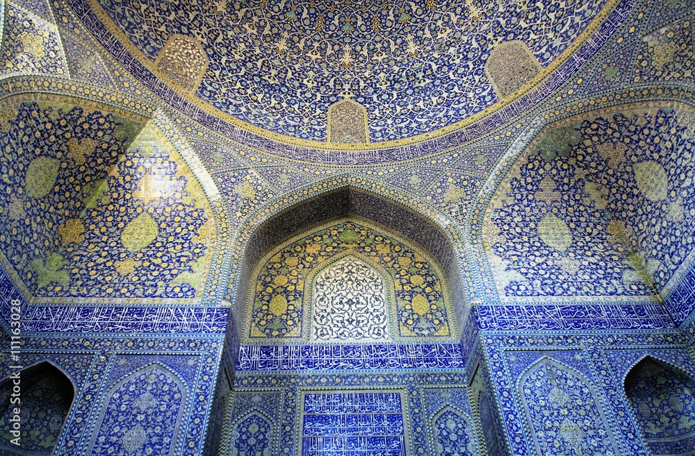 détails décoratifs des mosquées d'Ispahan, Iran