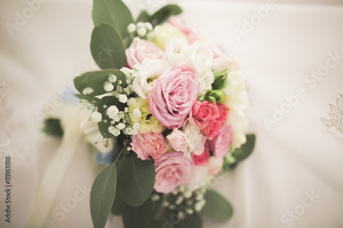 Wedding perfect bridal bouquet of different flowers © olegparylyak
