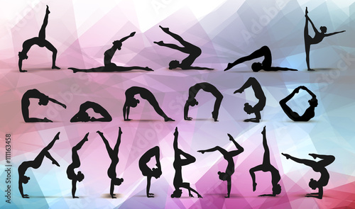 Yoga Positions. Silhouettes icon. Vector illustration