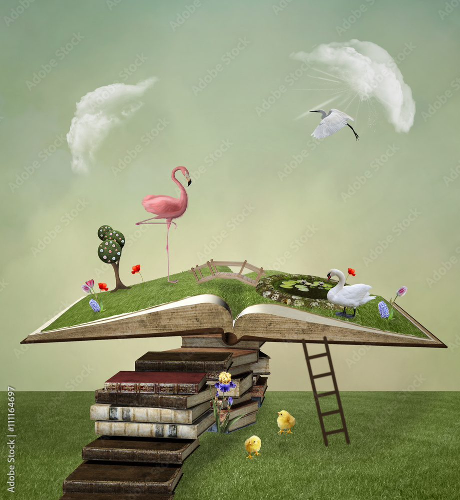 Fototapeta premium Books pathway to the open book
