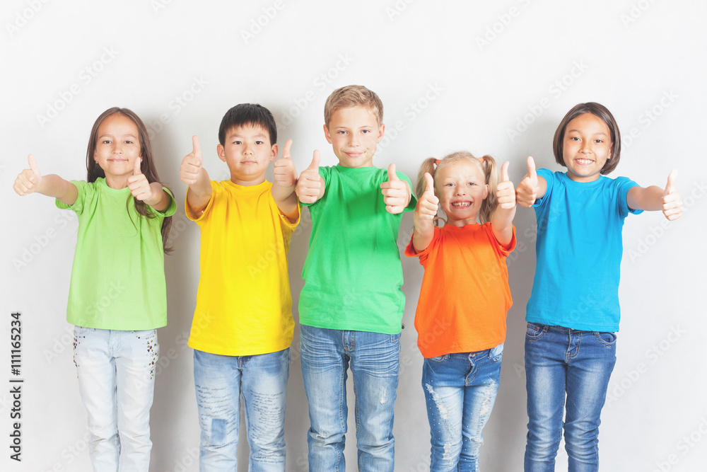 Group of friendly childrens like a team together Group of friendly childrens like a team together