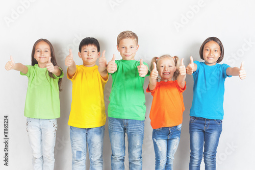 Group of friendly childrens like a team together