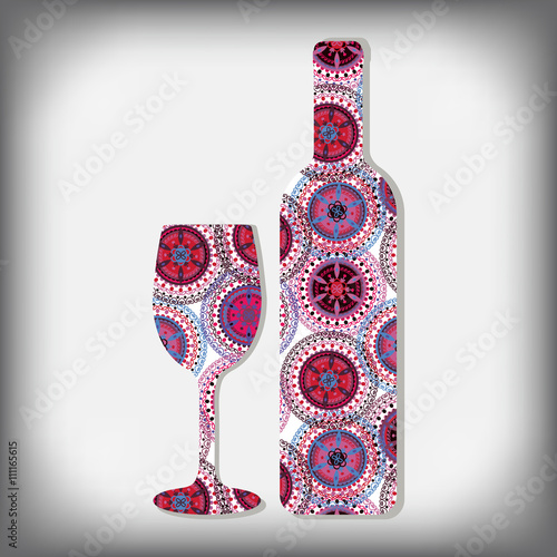 bottle of wine in the style boho