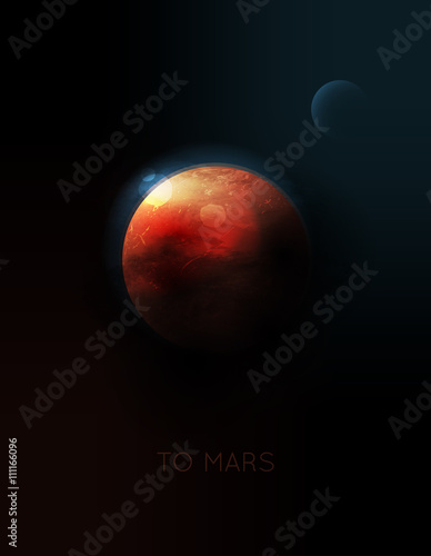 vector planet Mars in space
