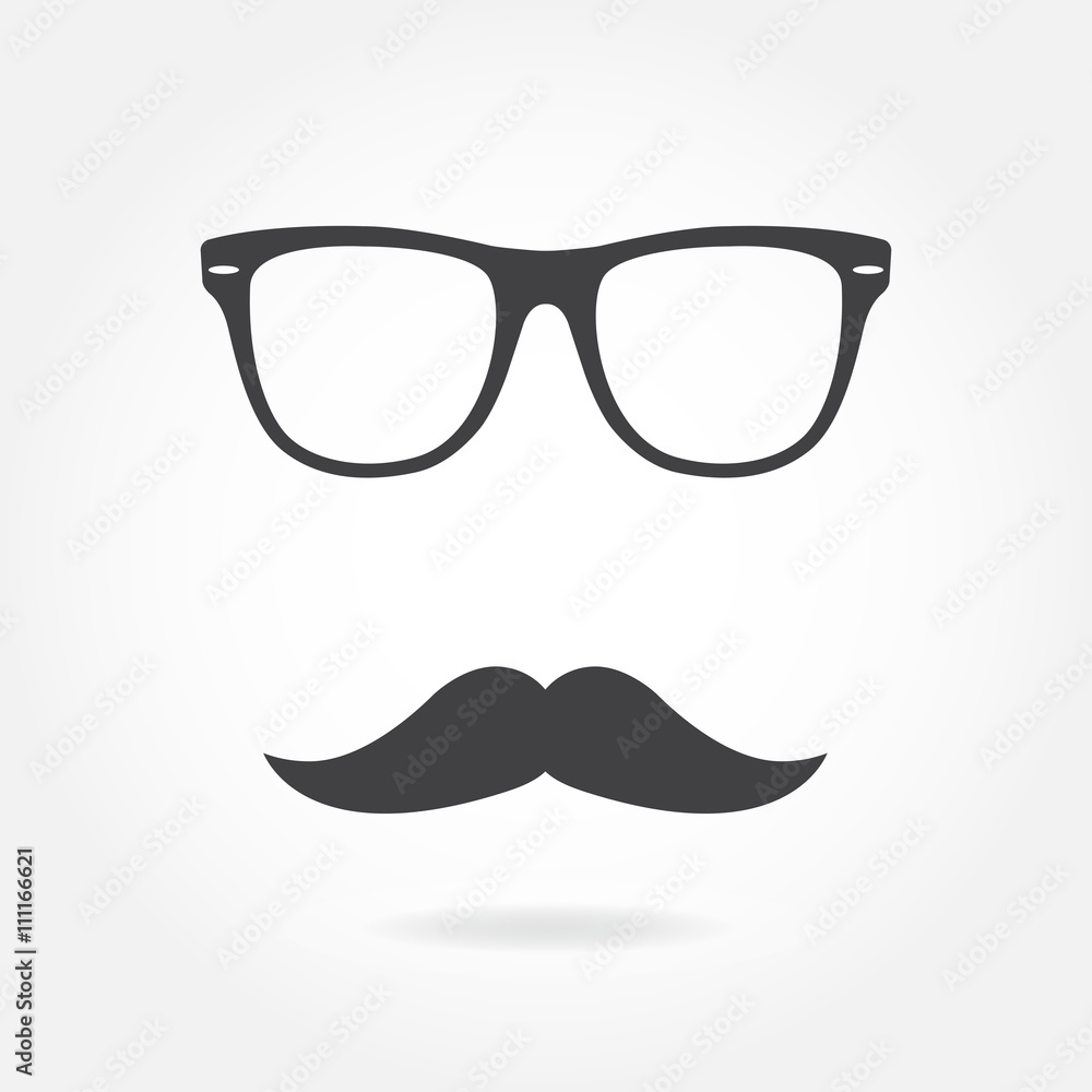 Glasses with mustache. Retro hipster style. Vector illustration. Glasses with mustache. Retro hipster style. Vector illustration.