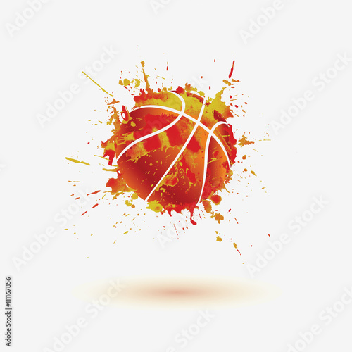 Fototapeta Piłka do koszykówki. Ikona powitalny akwarela wektor
