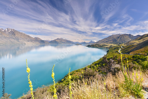 Lake Wakatipu - inland lake (finger lake) in the South Island of New Zealand. photo