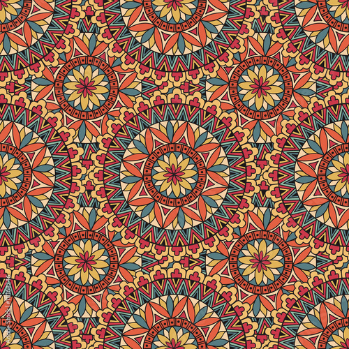 Abstract seamless pattern with circular ornament Swirl geometric background. Mandala pattern