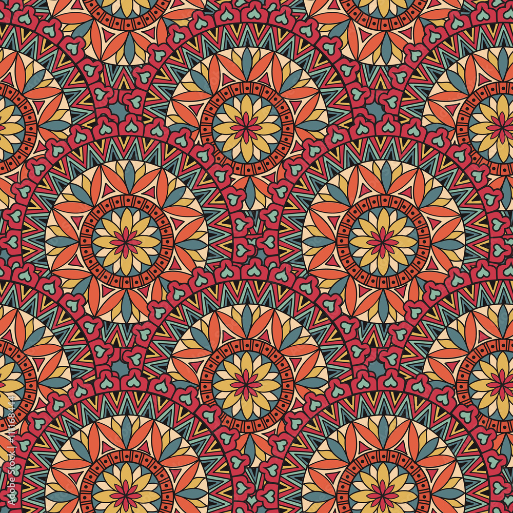 Abstract floral geometric pattern. Oriental seamless ornamental background  
