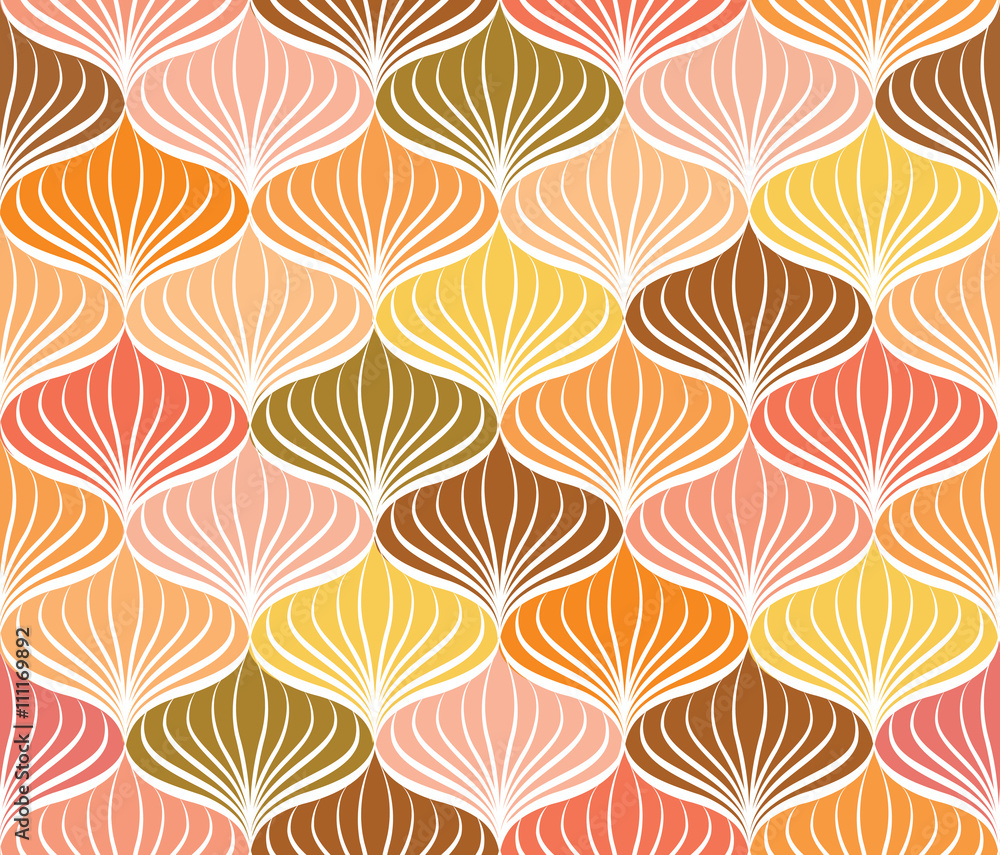 Fototapeta premium Abstact floral ornamental seamless pattern Oriental geometric line vector ornament