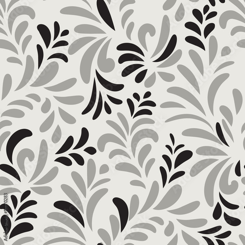 Floral seamless pattern Swirl leaves background Flourish vector ornamental texture 