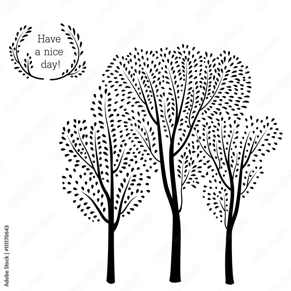 Nature pattern Forest background. Trees wildlife vector illustration. 
