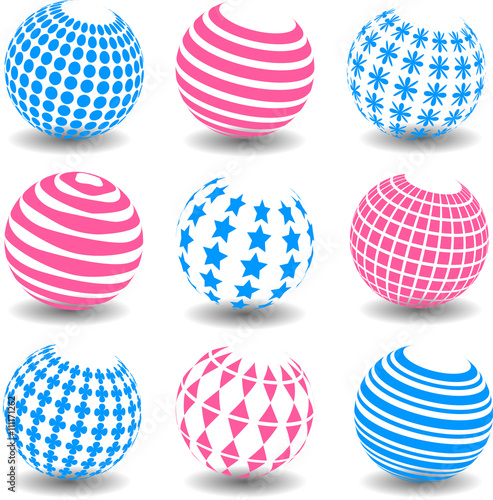 Pink and blue abstract set of balls