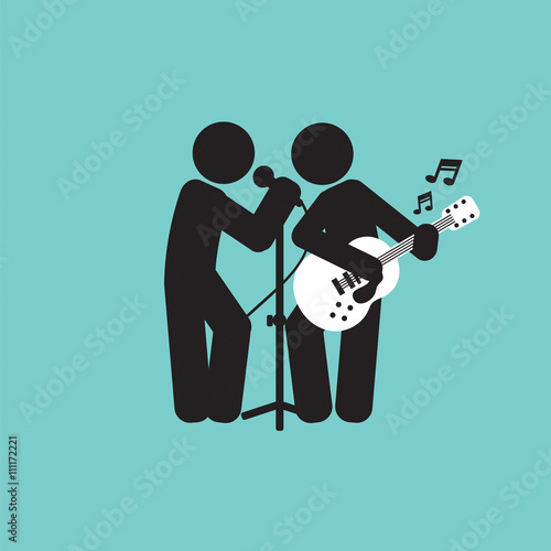 Duo Artists Black Symbol Vector Illustration.