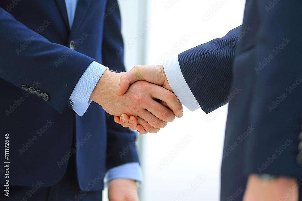 handshake of two businessmen in office