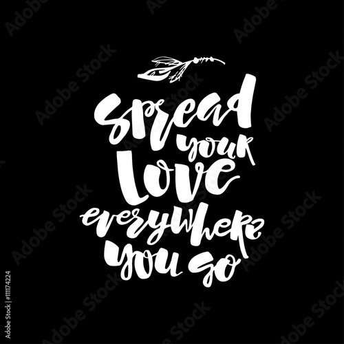 Love and charity concept hand lettering motivation poster.