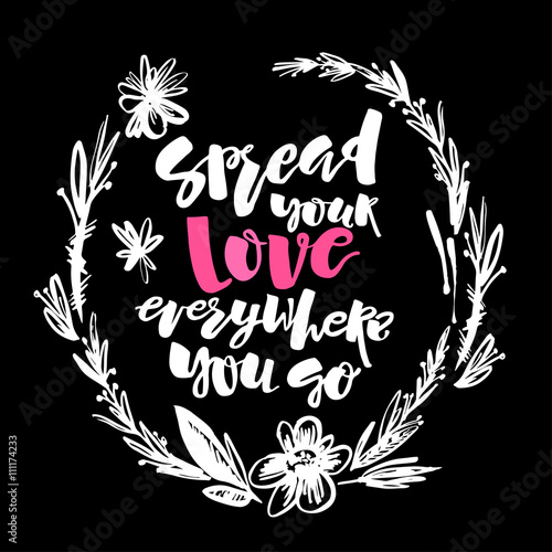 Love and charity concept hand lettering motivation poster.
