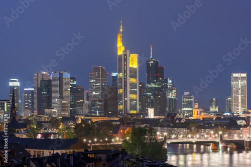 Frankfurt  Germany financial district skyline.
