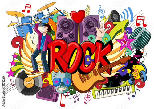 Doodle on Rock Music concept