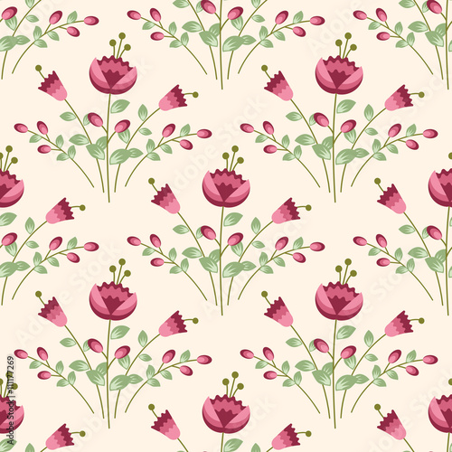 Seamless pattern with funny flowers