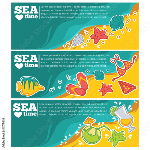 summer time and sea life, banner  templates vector RGB collectio