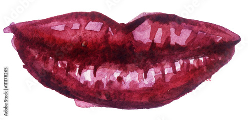 watercolor sketch of lips on white background
