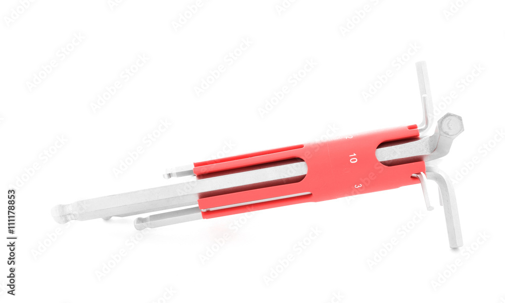 Allen wrench, chrome tool for construction, isolated on white background Allen wrench, chrome tool for construction, isolated on white background