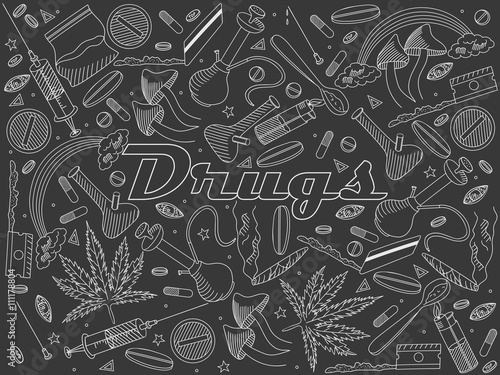 Drugs chalk vector illustration