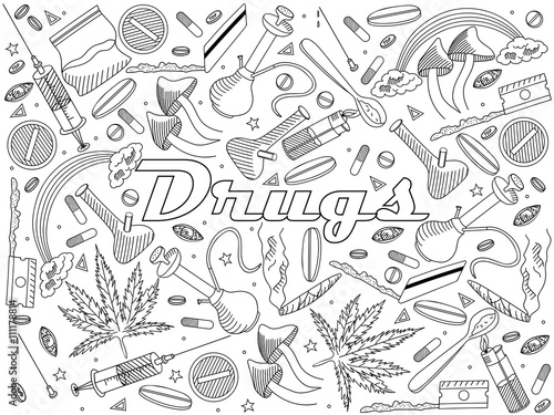 Drugs coloring book vector illustration