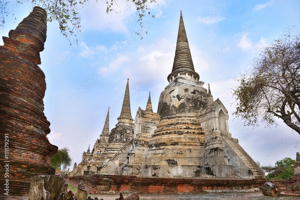 View of Wat Phra Sri Sanphet is located in Ayutthaya Historical Park (UNESCO World Heritage Site), Thailand View of Wat Phra Sri Sanphet is located in Ayutthaya Historical Park (UNESCO World Heritage Site), Thailand
